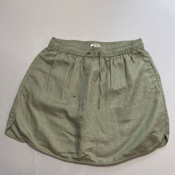 Madewell Olive Green Linen Skirt Size Large - Picture 1 of 6